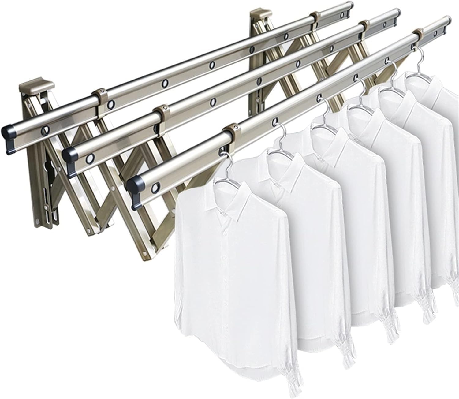 Clothes Airer,extendable Folding Clothes Household Easy Storage Drying Rack Clothes Airer Dryer Washing Clothesline Laundry Towel Rack bar for Bathroom Indoor