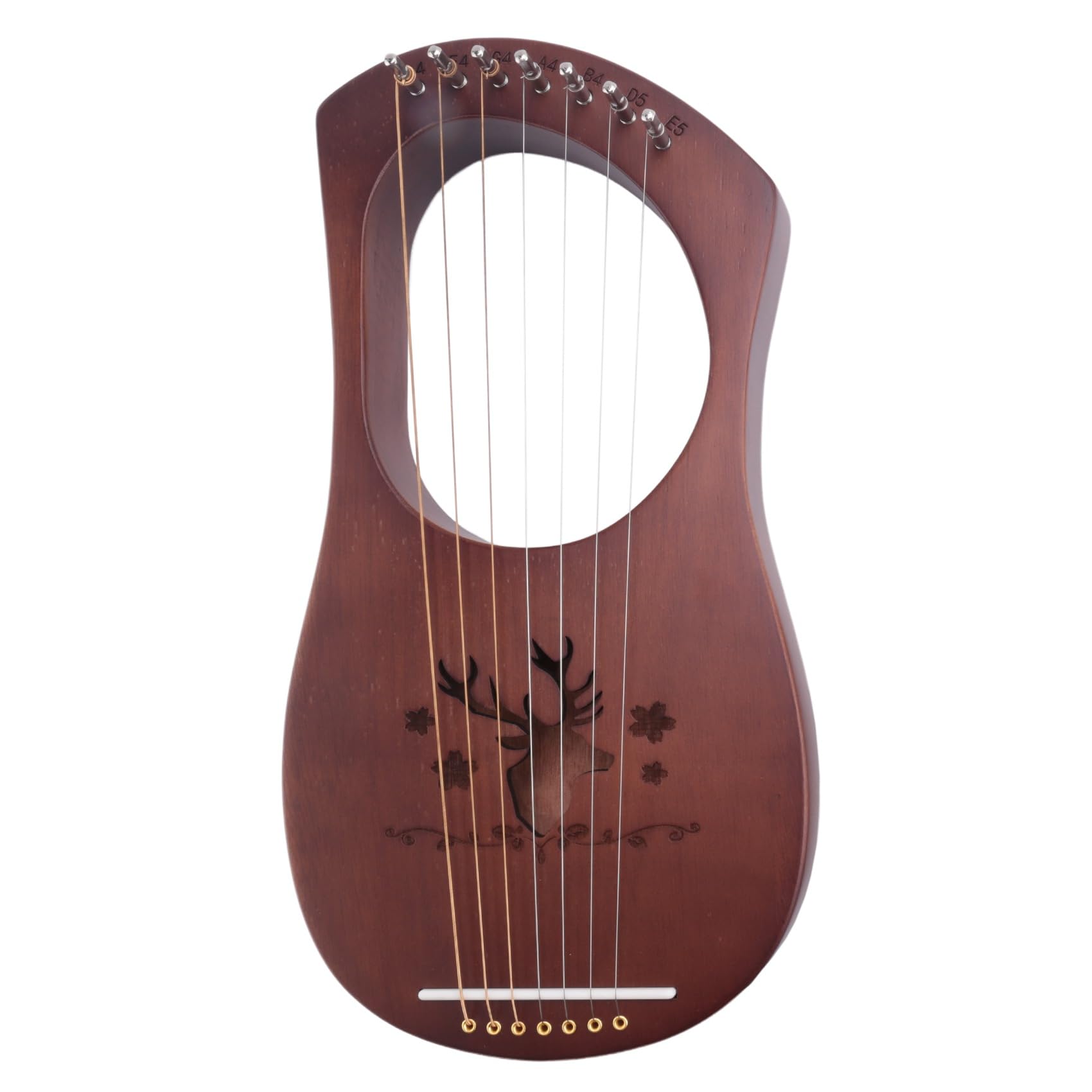 Lyre Harpe Acajou 7 Cordes en Bois Massif Métal Instruments à Cordes Marron