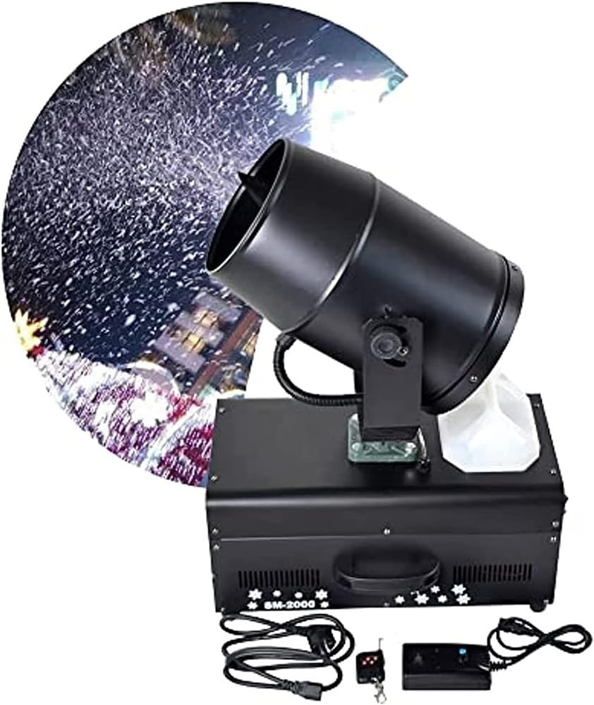 Macchina da neve da 2000 W, creatore di fiocchi di neve da palcoscenico con telecomando, effetto fiocchi di neve che cadono, spray diretto oscillante a 120° 5-8 m, per effetto scenico, Natale,
