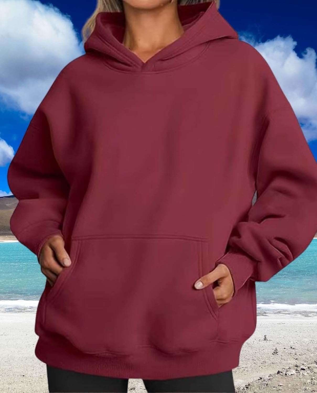 Womens Hooded Pullover Sweater Fashion Casual Loose Version With Pockets Spring And Autumn Hooded Sweater - Image 5