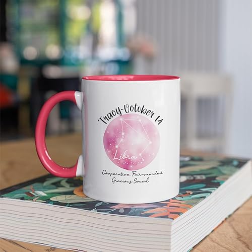 Vista 79 de Taza de cerámica blanca con monograma de letra inicial personalizada, alfabeto floral, nombre personalizado y inicial A-Z, taza de café de 11 onzas