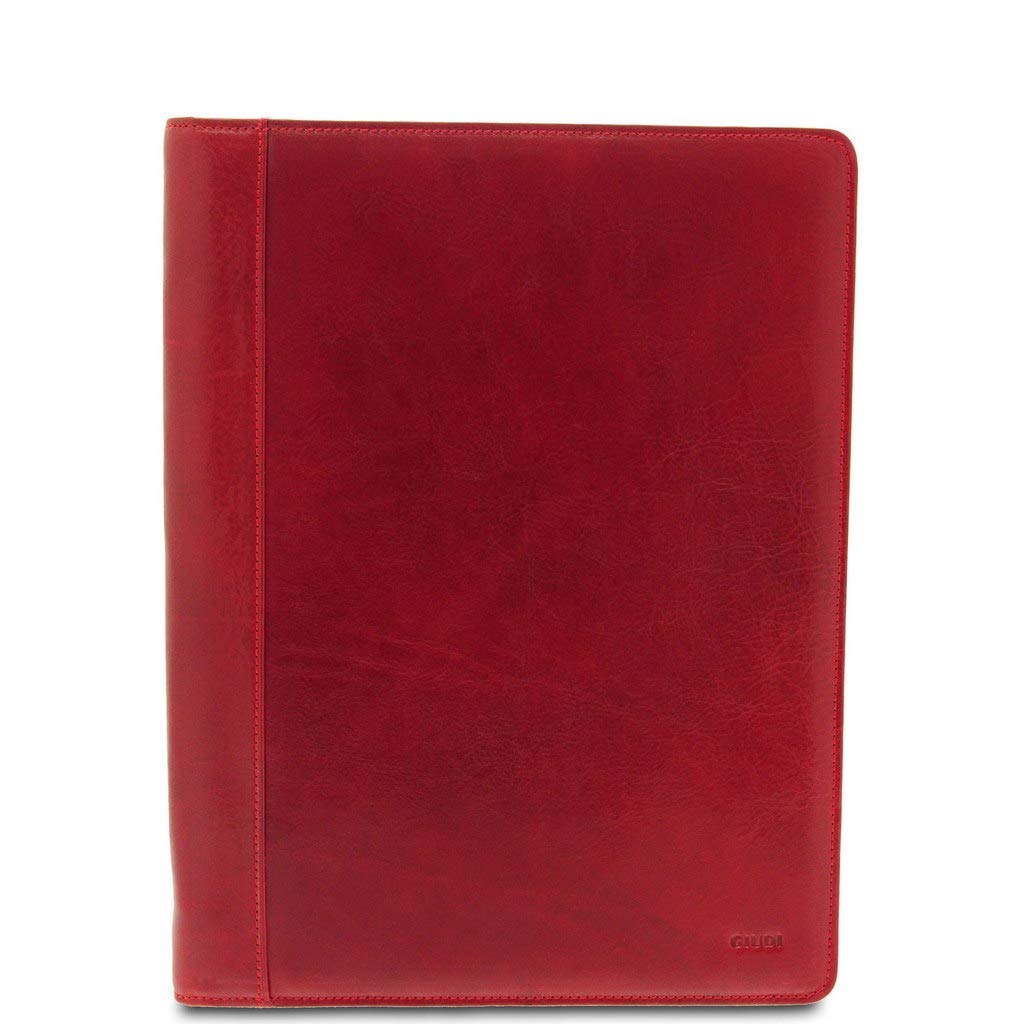 GIUDI® - Leather armrest, genuine leather, cowhide leather, Made in Italy, notepad, pen holder., red (Red) - 6429/GD