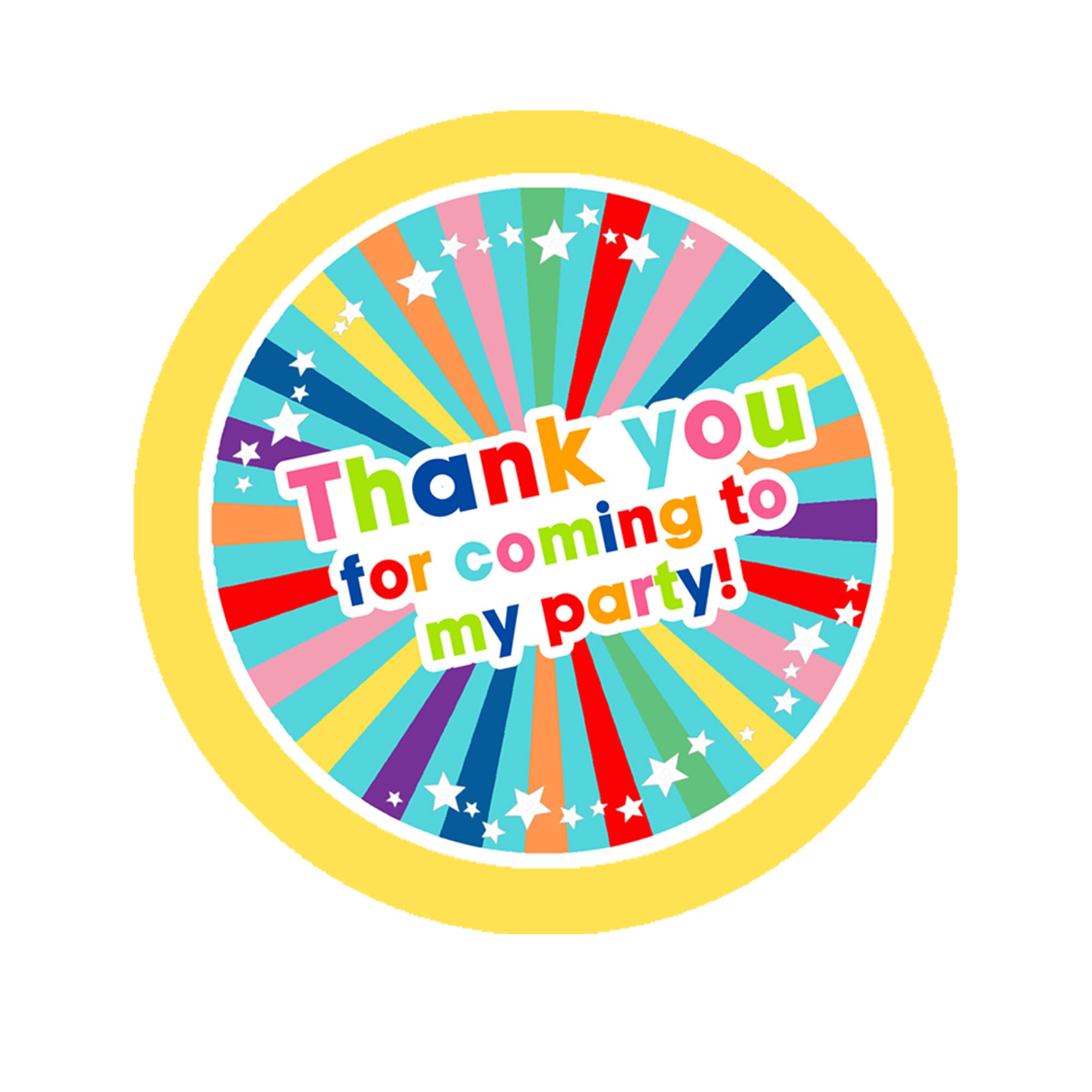 Treasured Forever Limited Yellow Birthday Thank You Stickers Thank You For Coming To My Party Stickers For Sweet Cone Bags Favours Bright Fun