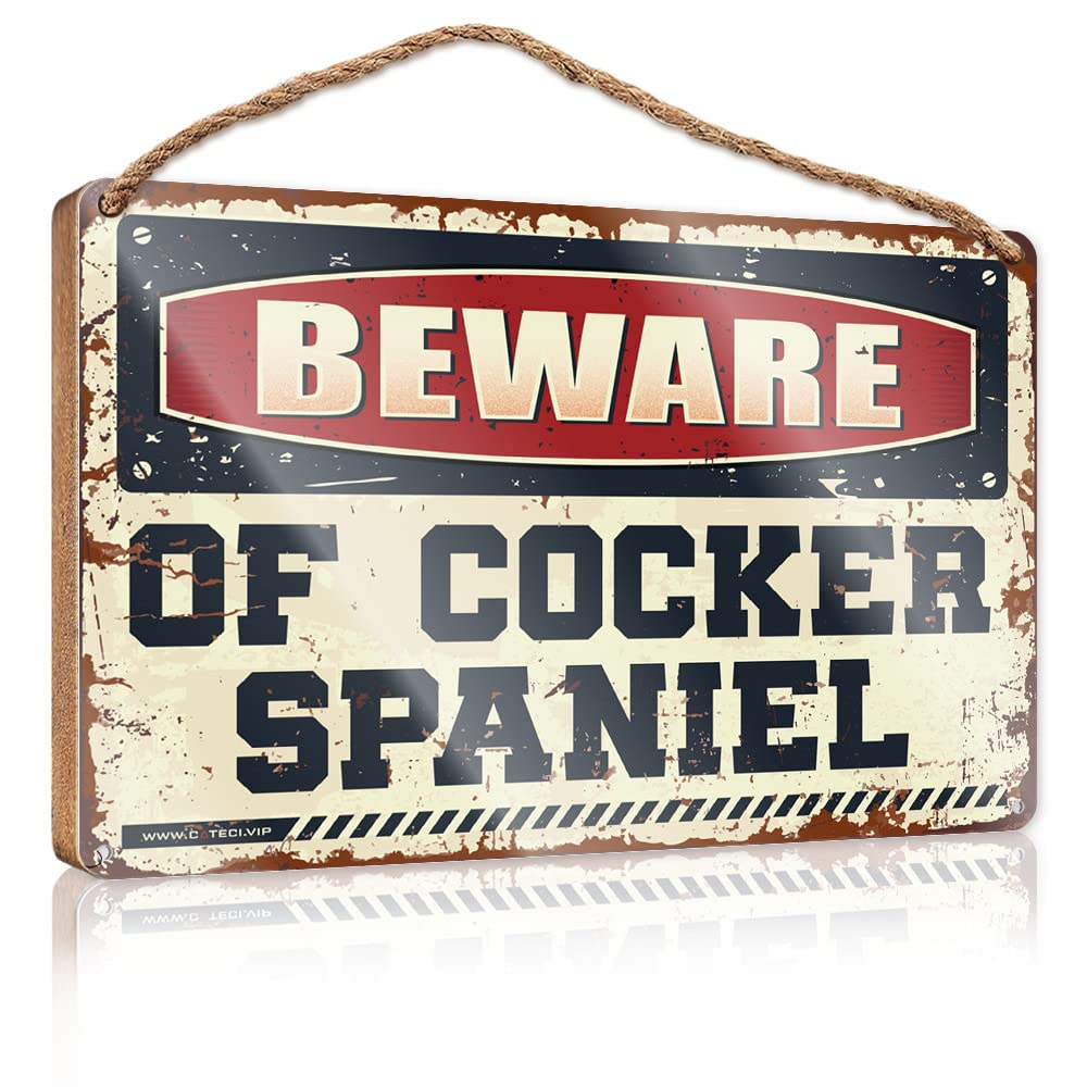 Office Signs For Desk Funny Beware Of Cocker Spaniel Wooden Sign(23X35CM)