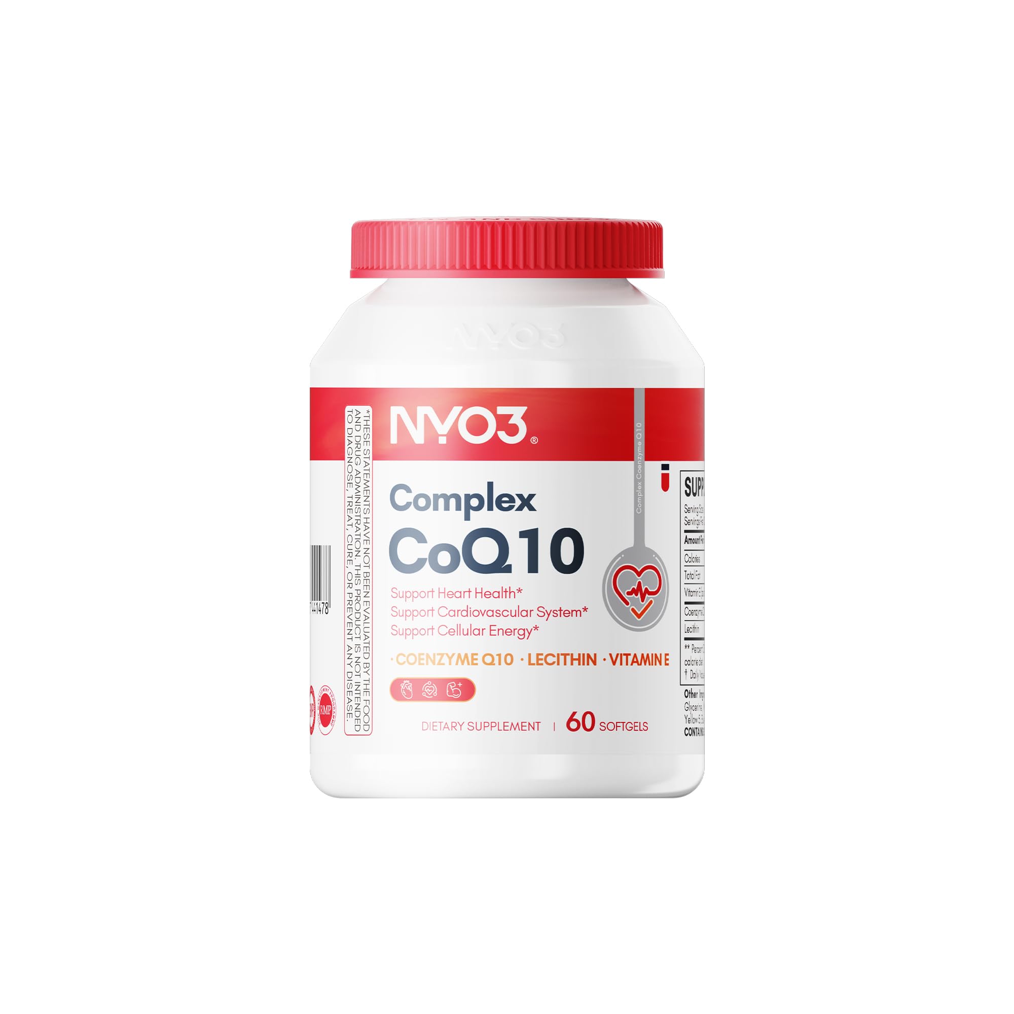 CoQ10 200mg with Lecithin and Vitamins E, Ultra High Absorption, Antioxidant for Heart Health & Energy Production, High Coenzyme Q10 Content, Gluten Free, Non-GMO, 60 Days Supply