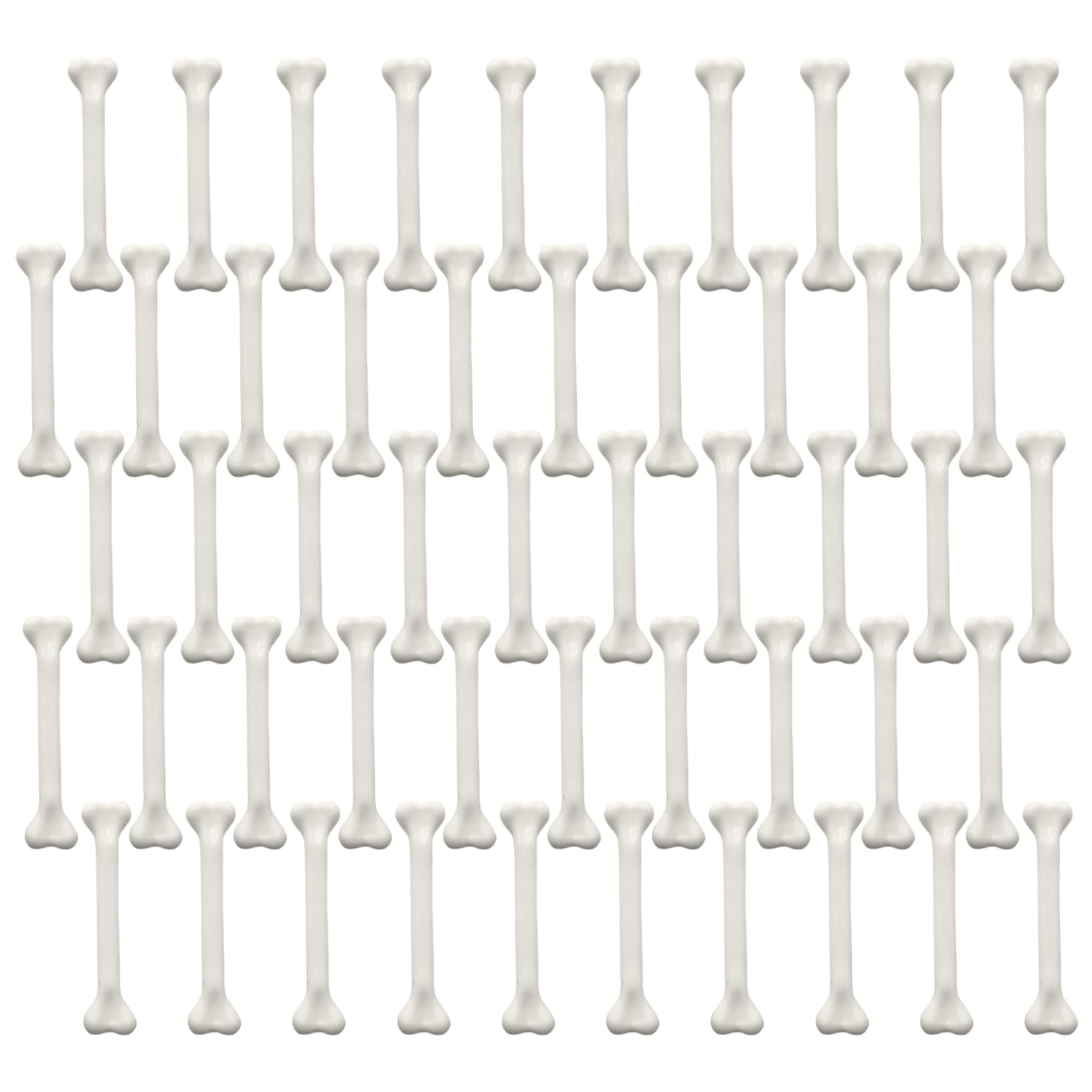 Yeaxxsqy 50Pcs 2.76" Mini Plastic Halloween Bones with Hole, White Skeleton Bones for Party Stage Haunted House Decor