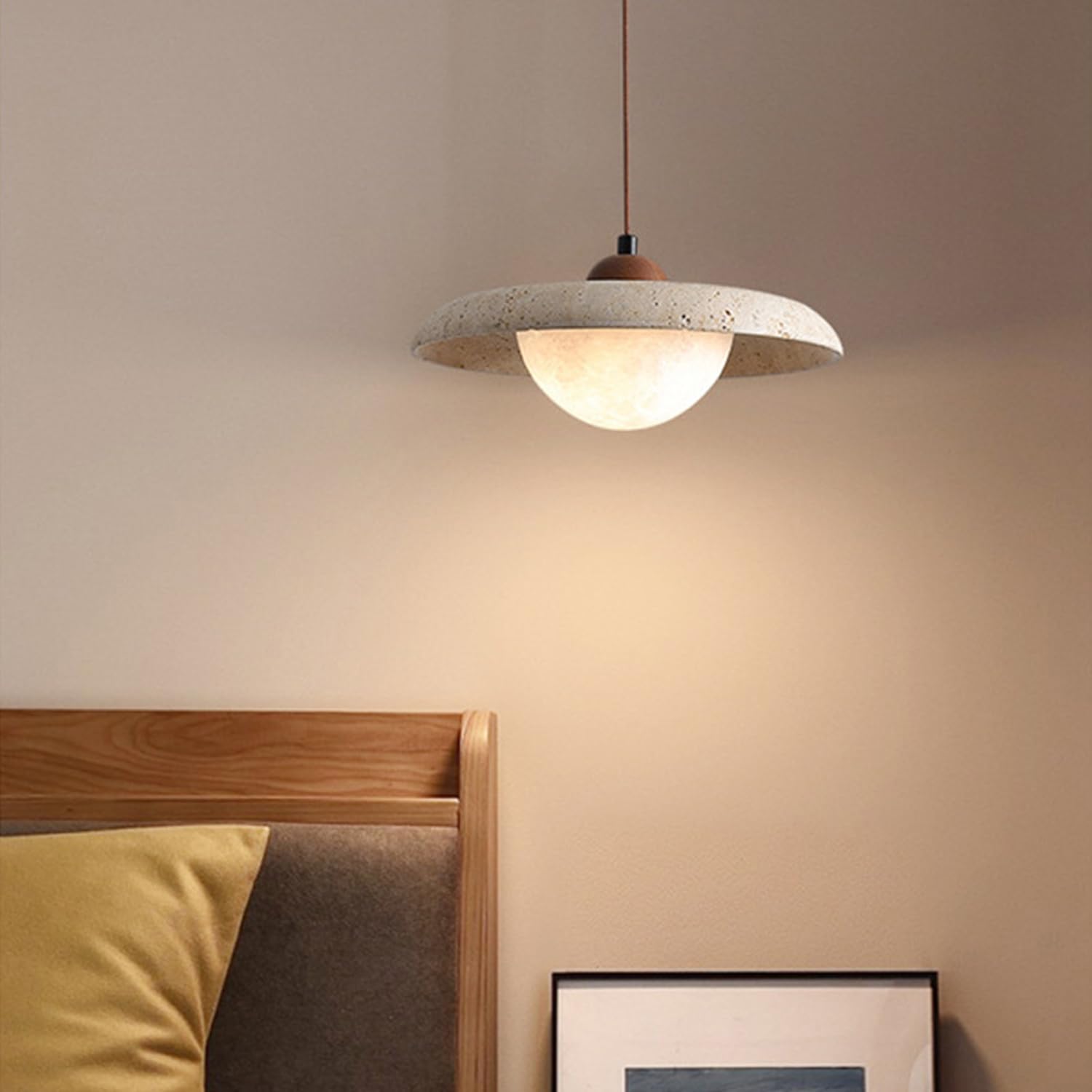 Lampadario Creativo Sospensione Travertino Stile Giapponese 9,8 In