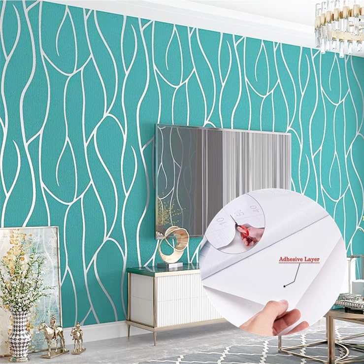 Image of CRIMSON DECORS Green Freestyle SELF Adhesive Wallpaper for Living Room Bedroom Office Hall Corridor Peel and Stick Vinyl Wallpaper - 600X45 CM - 29 SQFT