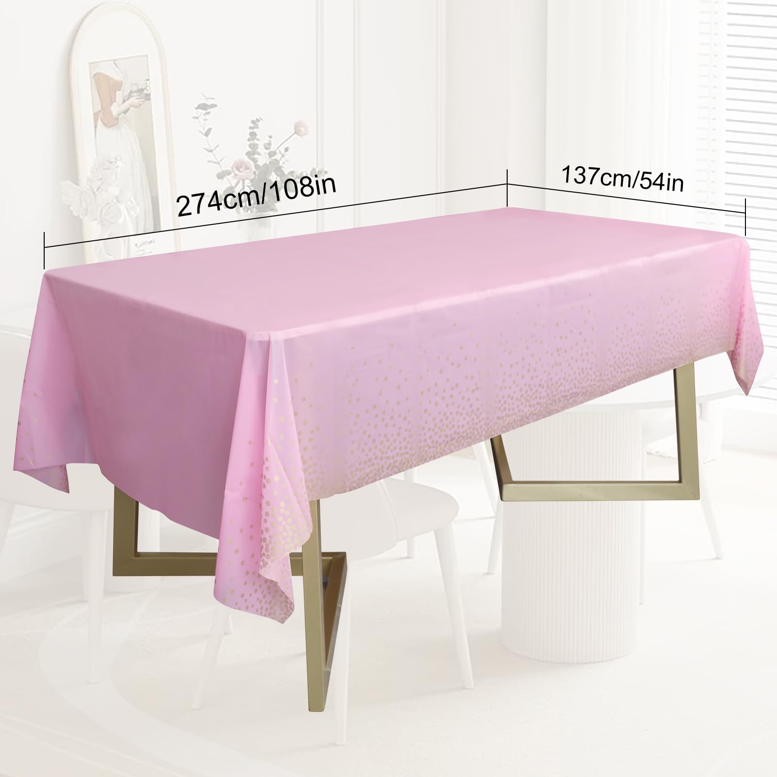 4 tovaglie a righe rosa e bianche, tovaglia in plastica a righe rosa, decorazione per la tavola per vacanze, compleanni, baby shower, matrimoni, 130 x 220 cm