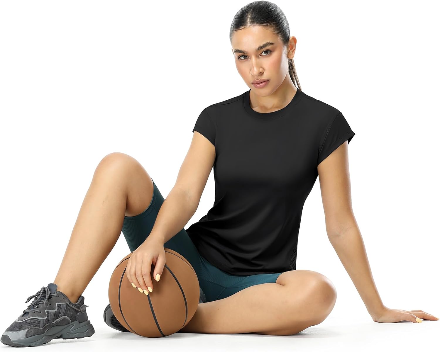 icyzone Women's Crewneck Workout T Shirts Quick Dry Athletic Cap Sleeve Fitness Gym Running Yoga Tee Tops - Image 6