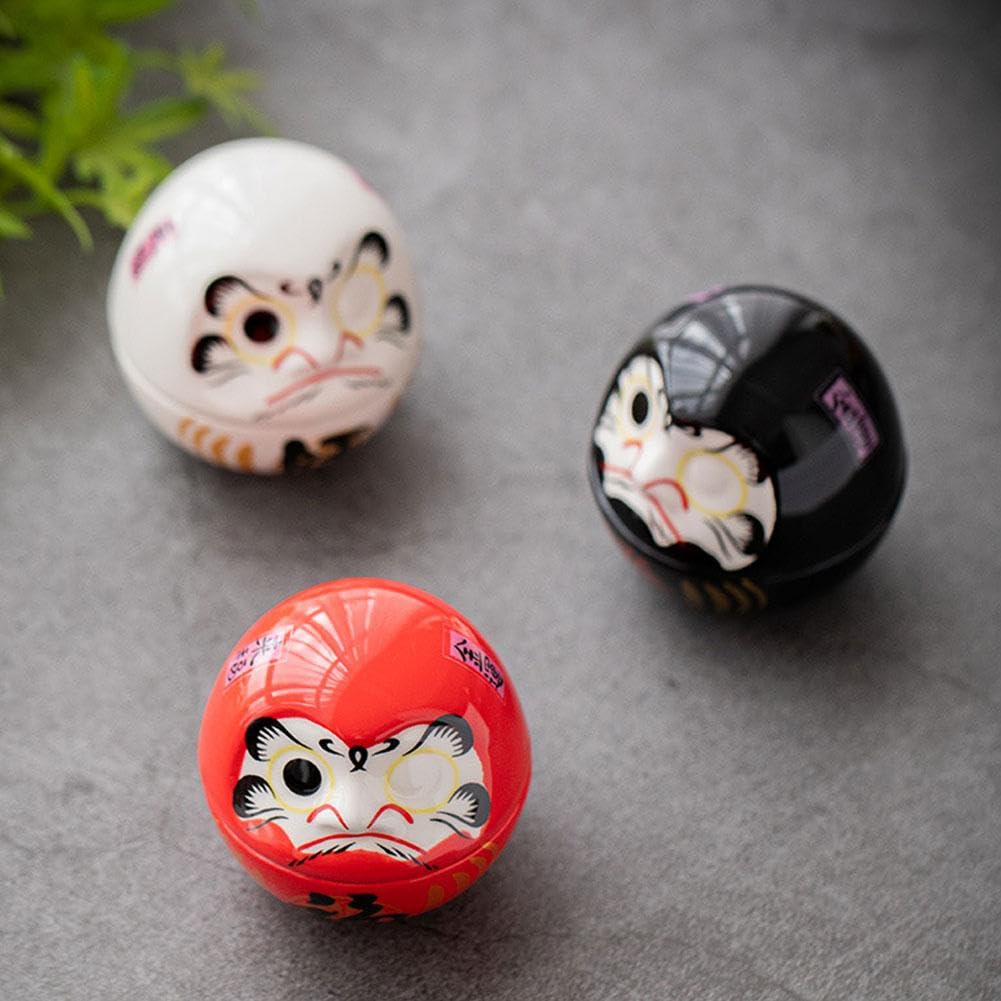 Figurine Daruma Japonais En Céramique - Porte-bonheur Zen Pour Voiture, Bureau Ou Maison - Décoration Élégante Et Symbolique