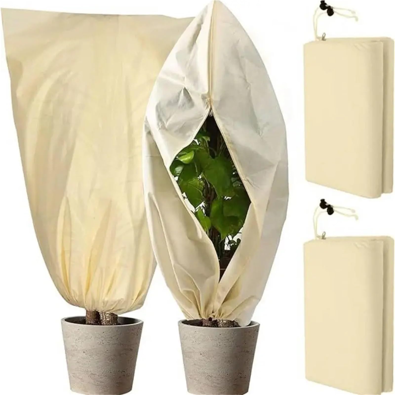 Voile d'Hivernage - Protection contre le Gel pour Lot de 3 sacs protection hivernale for plantes, housses chaudes et isolantes en non-tissé, antigel for la végétation extérieure jardin(Green-80x120cm)
