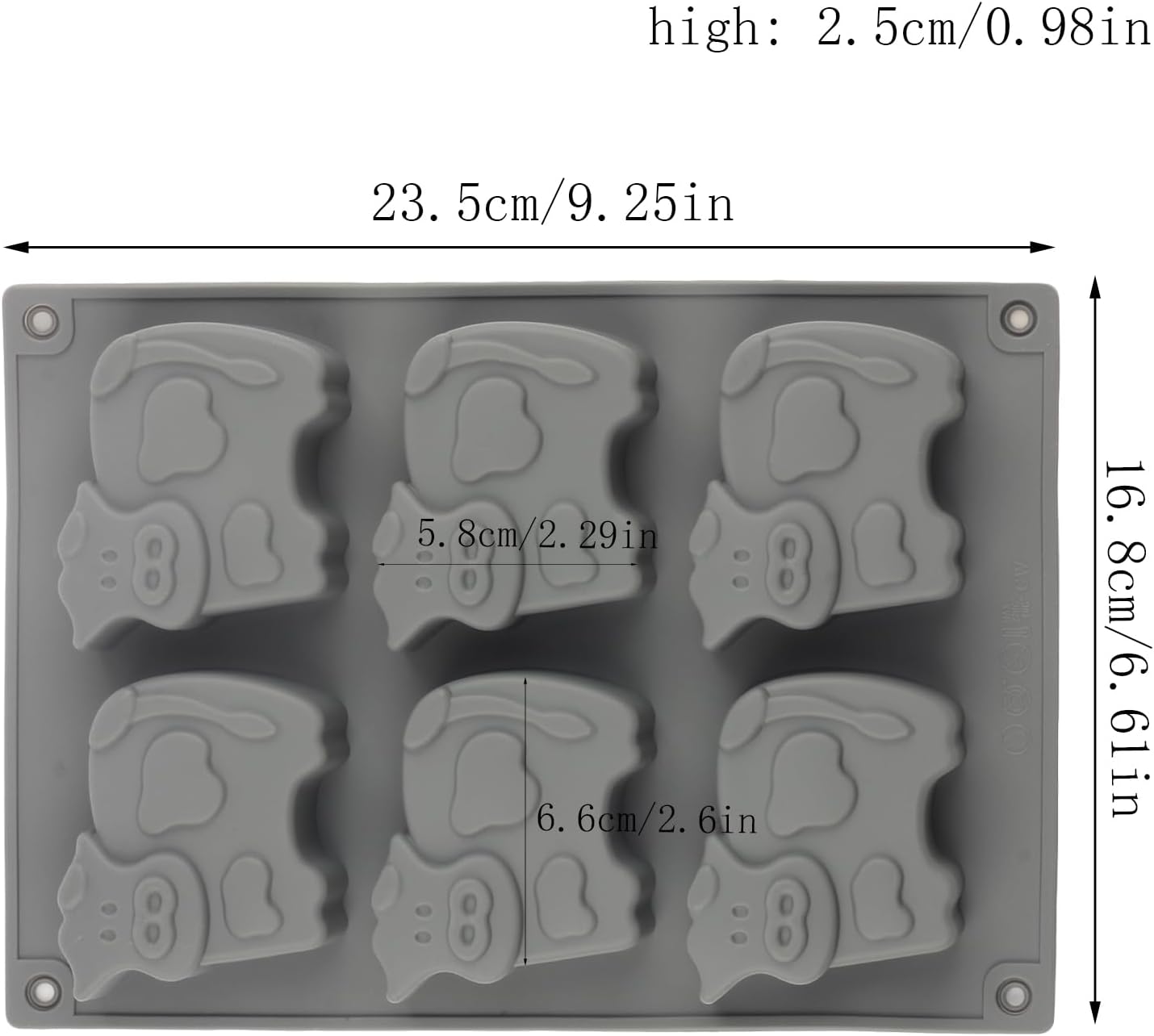 6 Cavity Cow Silicone Candy Molds