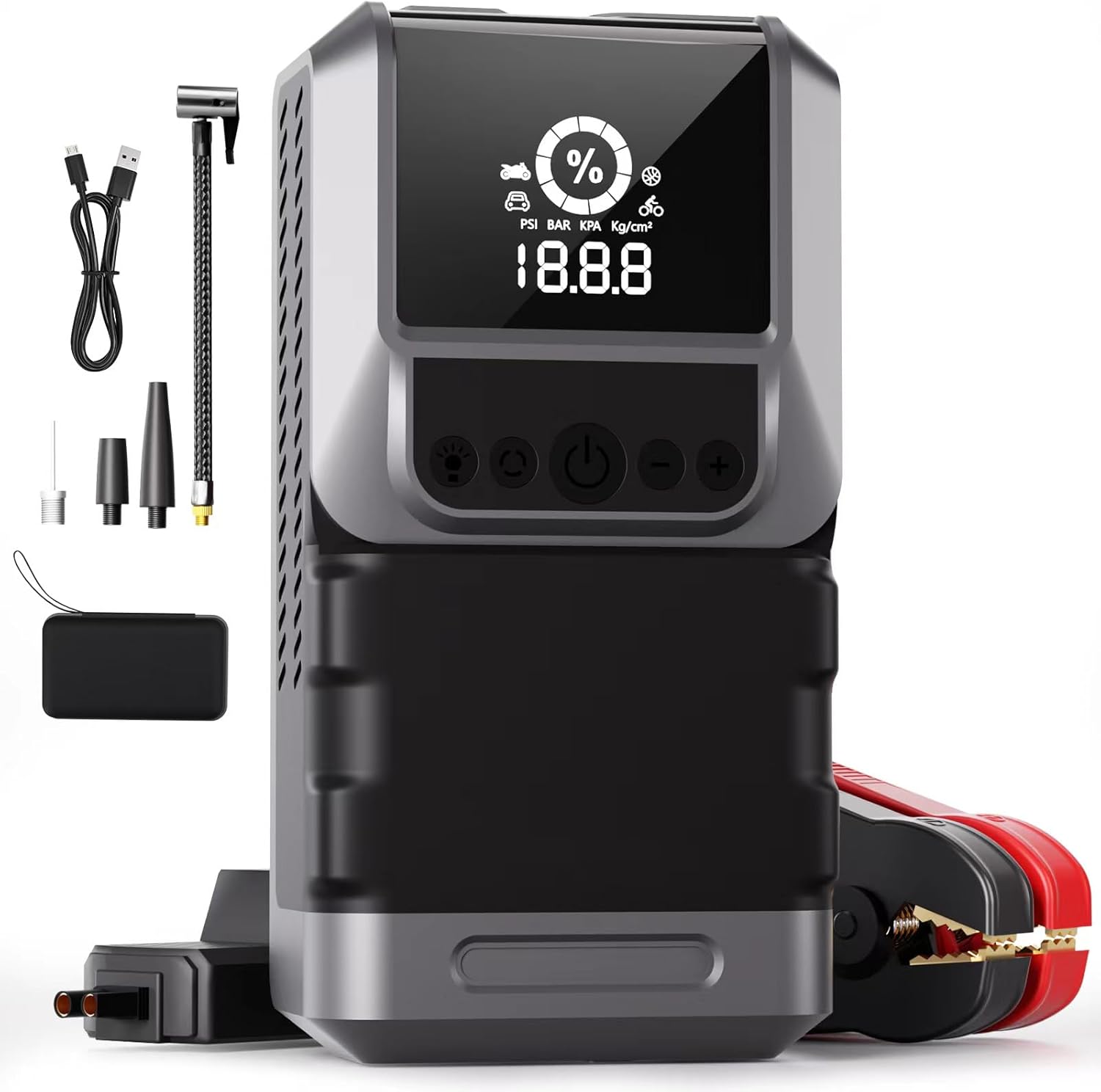 Démarreur De Batterie Portable 12V 8000mAh - Booster Pour Voiture, SUV, Camion - Recharge Aussi Téléphones Et Ordinateurs