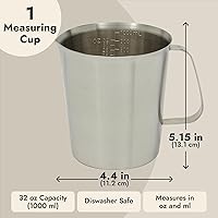 Vista 5 de Juvale 4-Stainless Steel Metal Measuring Cups - 32 Oz/1000 mL, With Handle - Stainless Steel Graduated Pitcher with Ounce & Milliliter Markings
