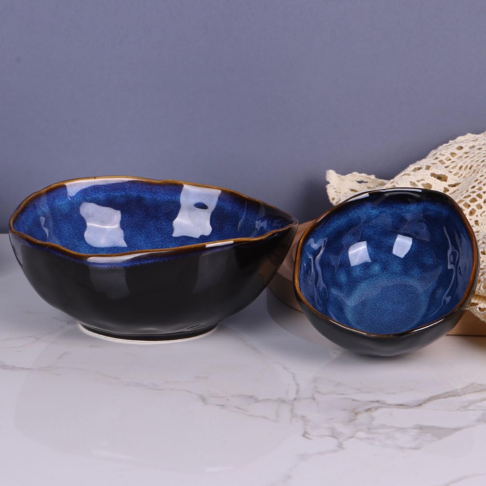 Bol décoratif en céramique bleu de 20,3 cm, bol à bonbons, salade, petit plat à bijoux pour chambre à coucher, centre de table, table de chevet, décoration de salon