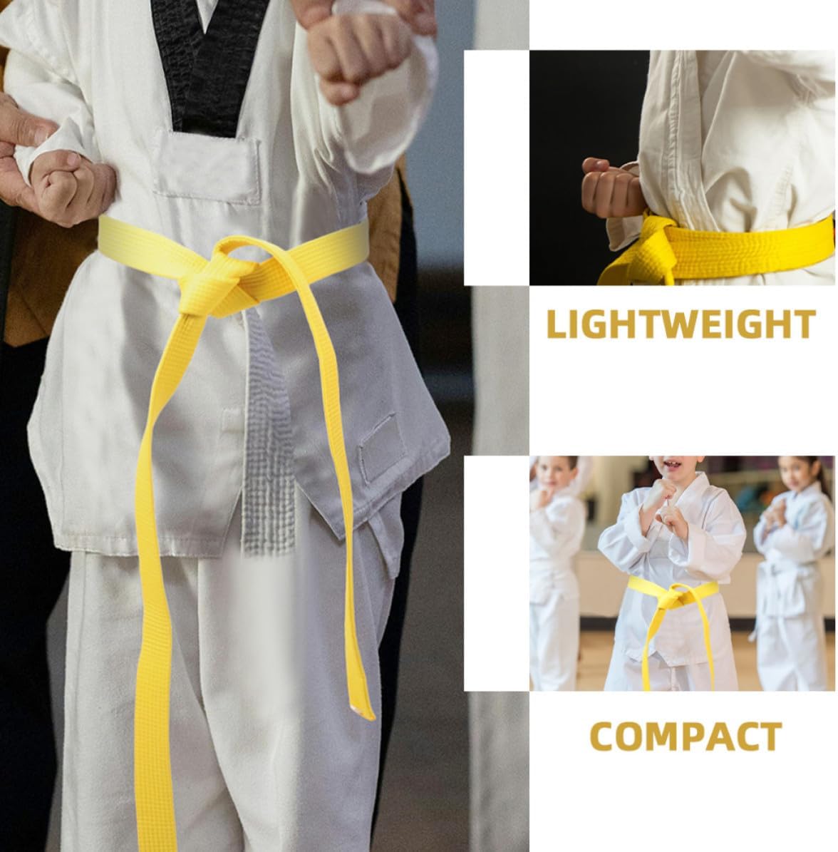 BESPORTBLE Yellow Taekwondo Belt Made of Sturdy Cotton with Adjustable Length and Wear-resistant Material, for Taekwondo Performance and Training Sessions, Stylish Vibrant Color Design