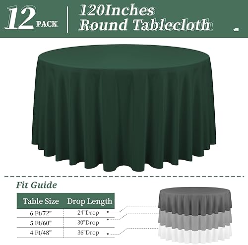 Miniatura 269 de Paquete de 4 manteles redondos blancos de 120 pulgadas – Mantel circular de poliéster para mesa redonda, resistente a las manchas y a las arrugas