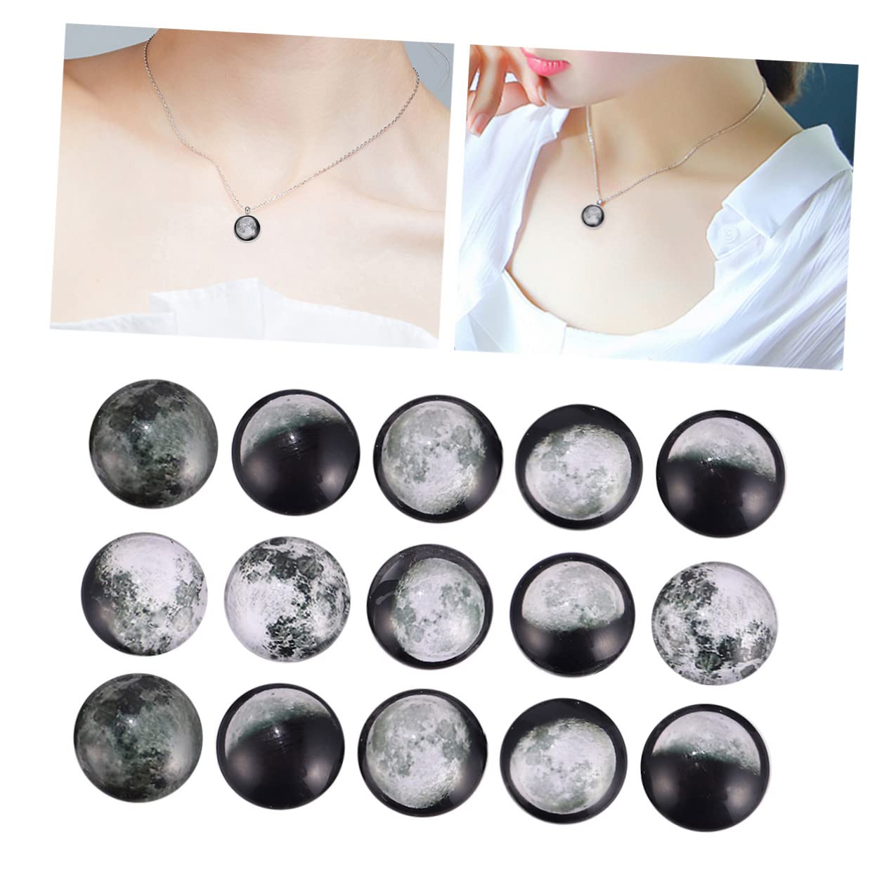 STOBOK 200stücke Bedruckte Glas- Mond-eklipse Kreative Bastelsteine Mit Einzigartigem Design Für -schmuck Und Bastelprojekte Vielseitig Einsetzbar Für Schmuckherstellung Und Dekoration