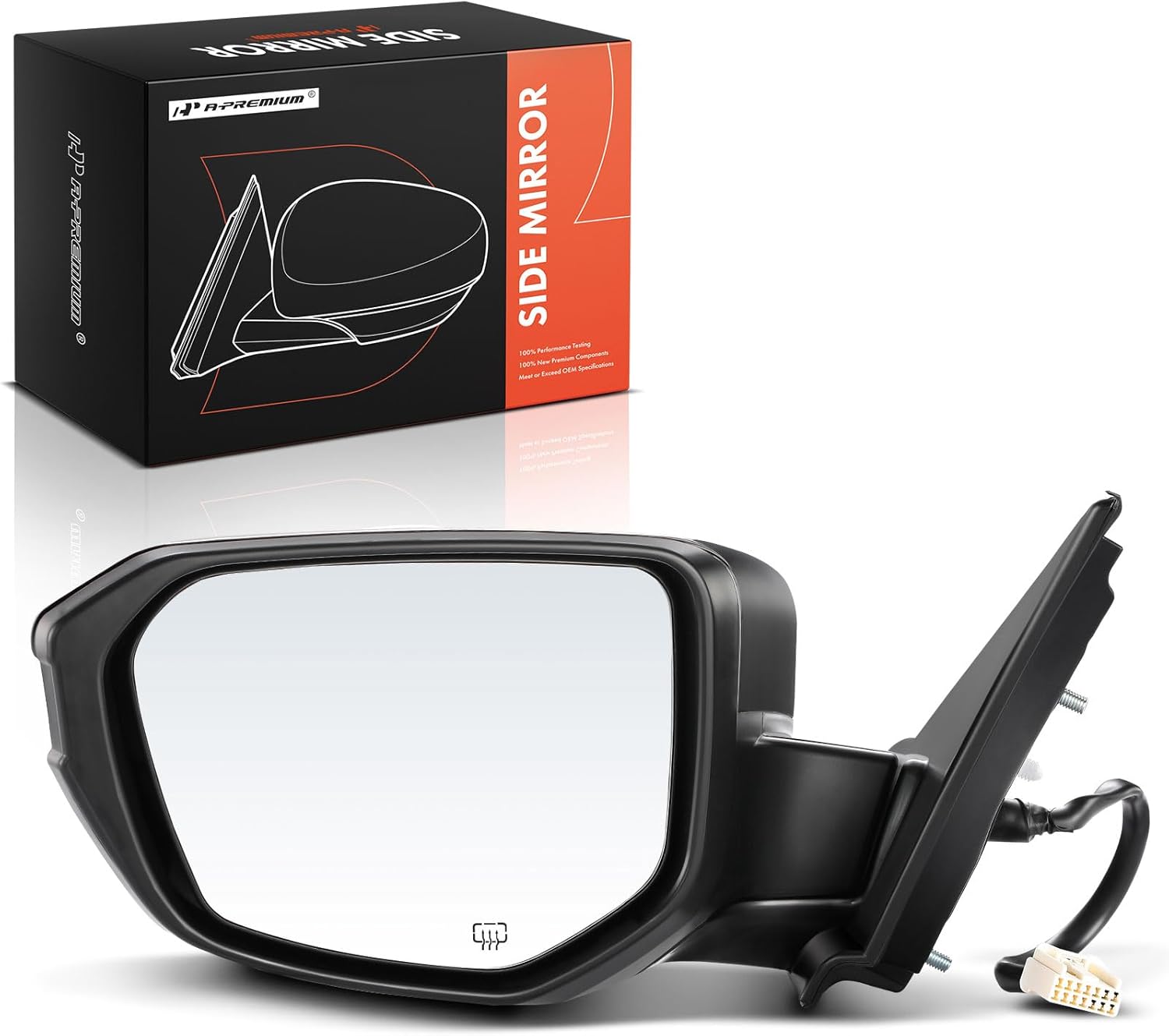 A-Premium Driver Side Power Door Mirror - Compatible with Honda Civic 2016-2021 - Heated Manual Folding Black Outside Rear View Mirror w/ 5 Pins Connector