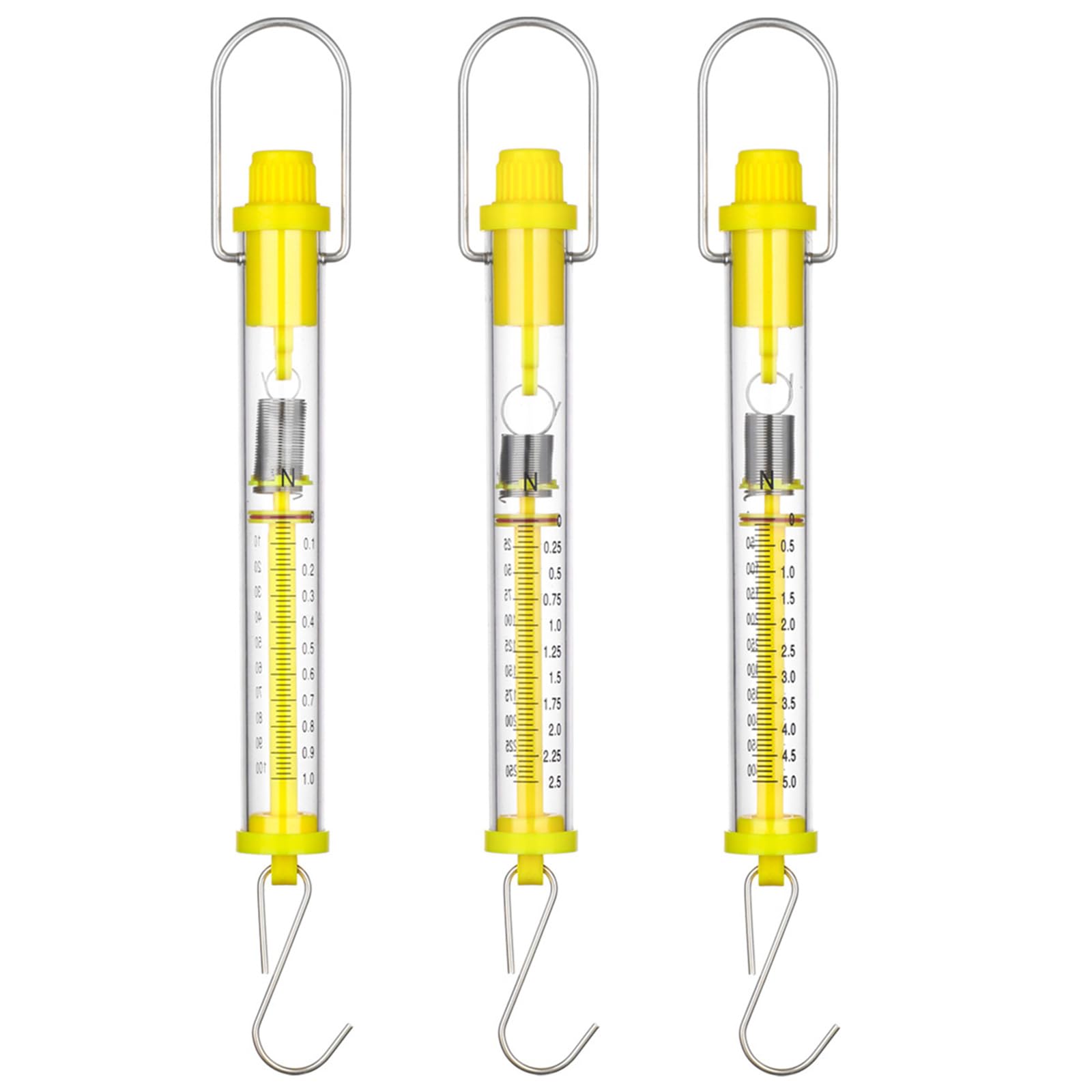 Apglsxy Yellow Force Meter Cylindrical Spring Scale Double Scaled Dynamometer For Physical Experiment Force Meter
