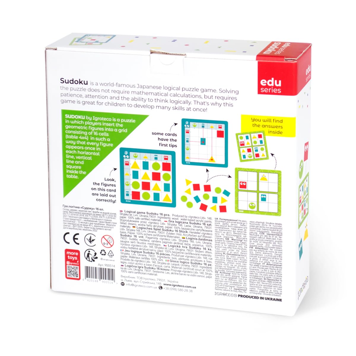 Sudoku Geométrico de Madera – Juguete Educativo con 16 Piezas y 20 Tareas – Estimula la Lógica y la Motricidad Fina – Apto Desde 3 Años
