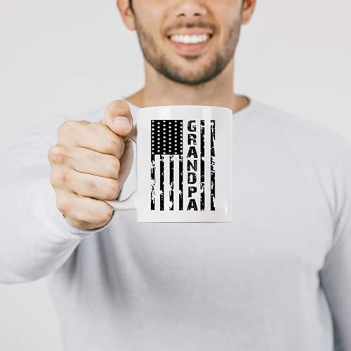 Miniatura 2 de Taza de café de cerámica con diseño de bandera americana para familiares y amigos, color blanco