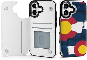 Compatible for iPhone 17 Series Flip Wallet Case with Integrated Card Holder and Camera Bezel, Colorado Flag Vintage Mountain