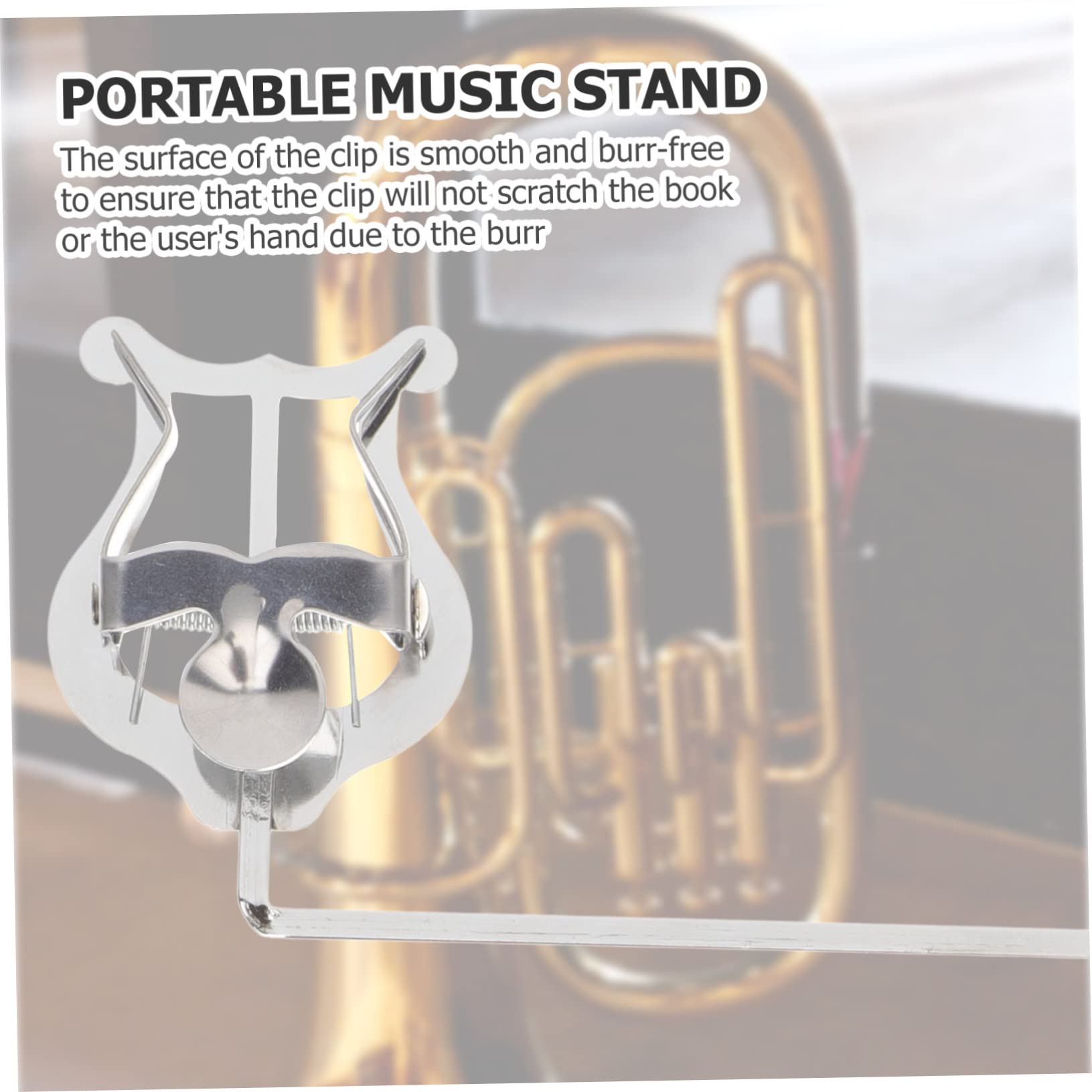 BESPORTBLE Morsetto Portatile per Spartiti Musicali in Metallo Placcato, Clip a Morsetto per Strumenti Fiato come Tromba, Tuba e Clarinetto Basso, Accessorio per Esibizioni e Marce Musicali