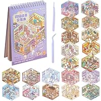 Afufu Adesivi di Scena per Bambini & Adulti, 20 Sets Adesivi 3D Casa Fai-da-Te Libro di Scene Miniature Riutilizzabili, Kit Creativo Sicuro per Stress Sollievo Rilassamento & Divertimento