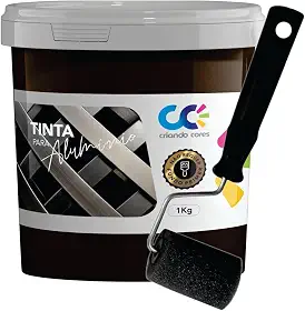 Tinta para Alumínio Grão Torrado 1kg Fosca Base Água Alta Cobertura Sem Primer Secagem Rápida para Portas Janelas e Esquadrias