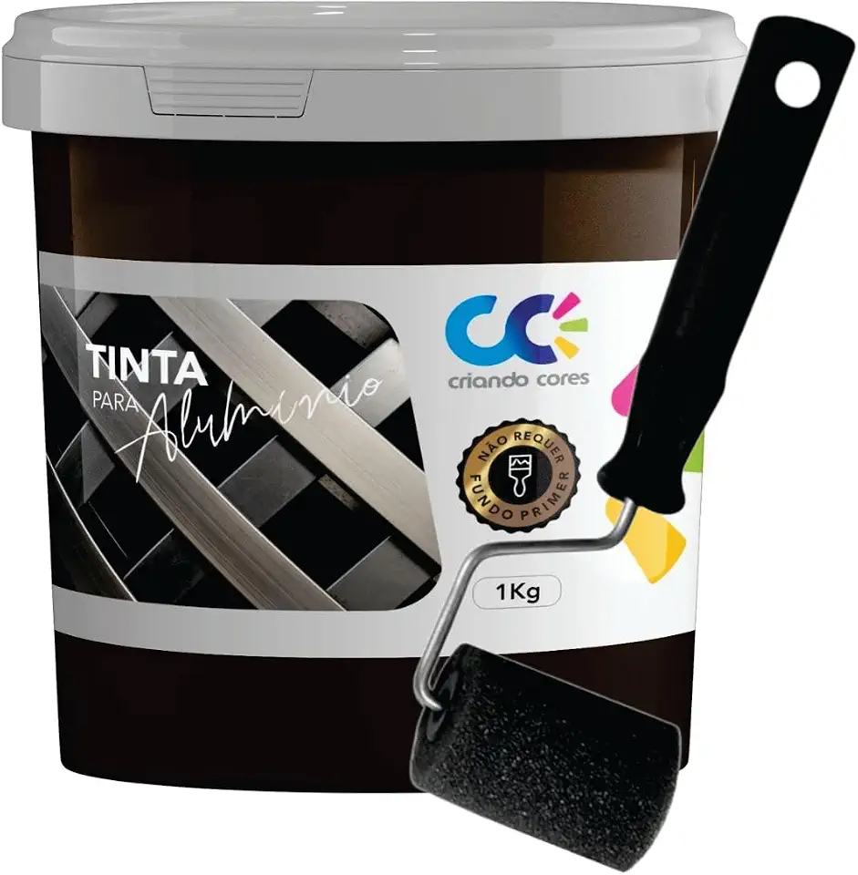 Tinta para Alumínio Grão Torrado 1kg Fosca Base Água Alta Cobertura Sem Primer Secagem Rápida para Portas Janelas e Esquadrias