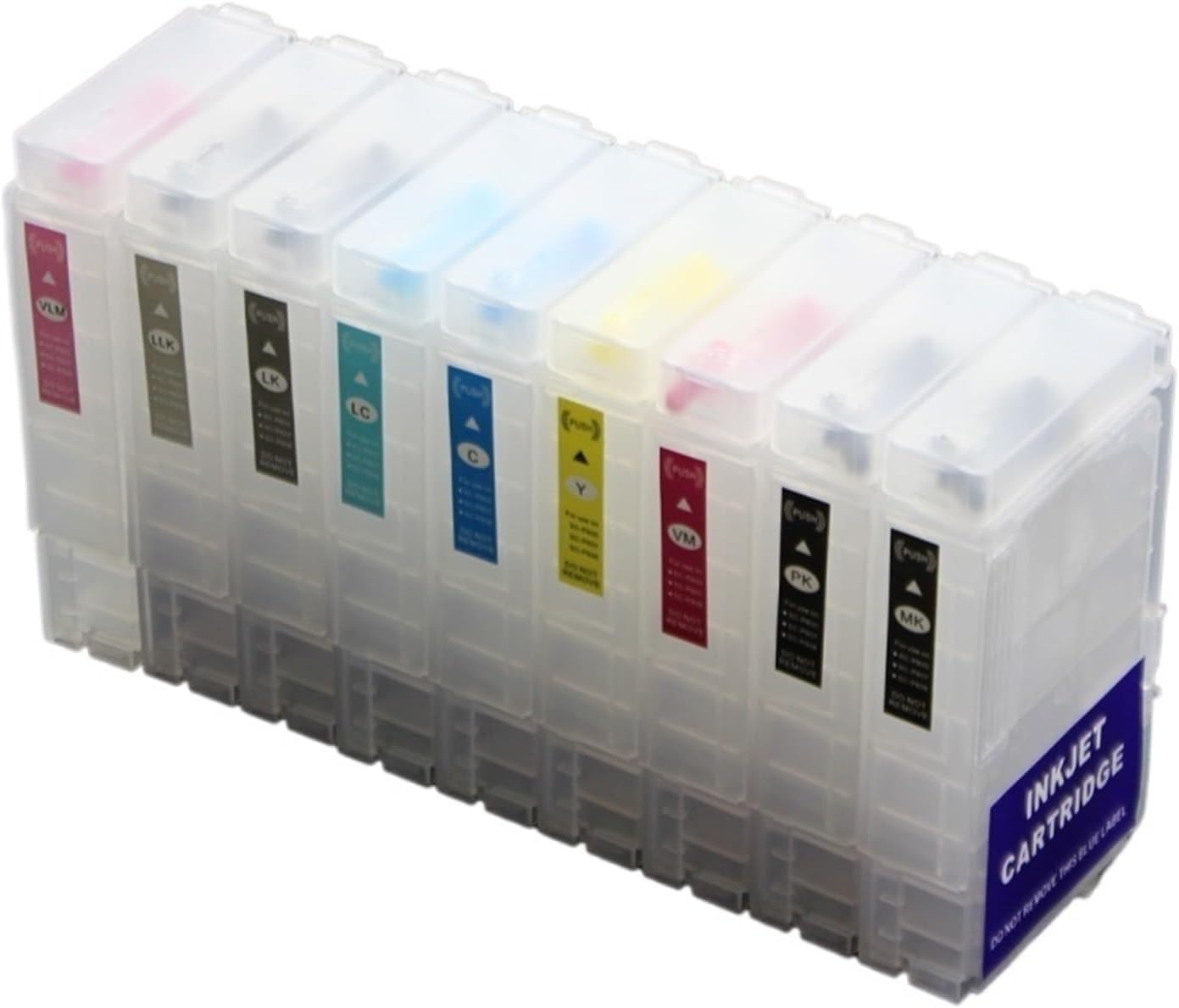 Compatible for Epson, Compatible for Surecolor P600, 9pcs Refillable Cartridges with Auto Reset Chips T7601 High Capacity 80ML