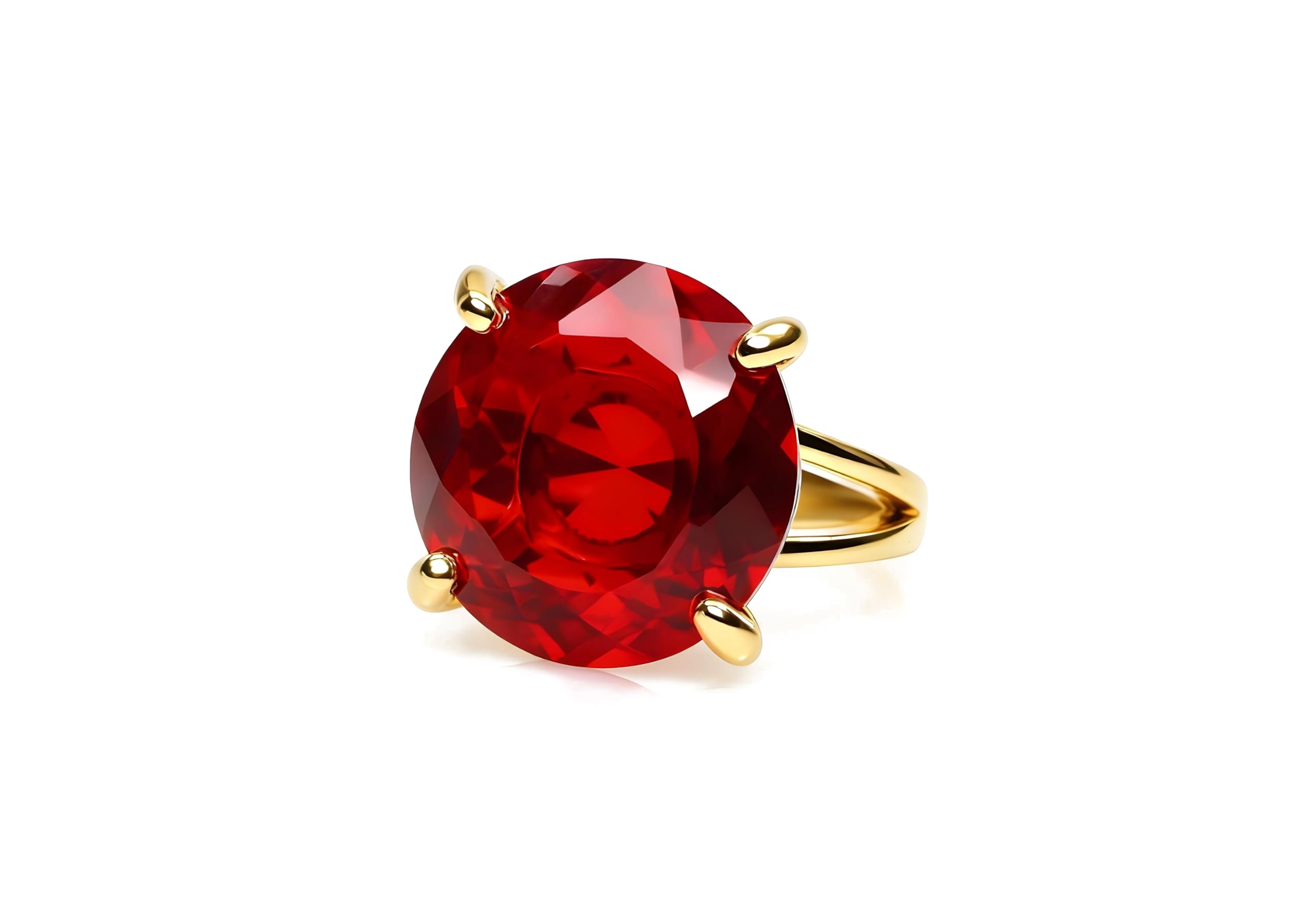 Anillo de Rubí de 16mm - Anillo de Piedra Roja en Oro 14k - Anillos Personalizados para Mujer - Joyas de Piedras Preciosas, Anillo de Piedras Preciosas, Anillo de Piedra Natal - Regalo para Ella