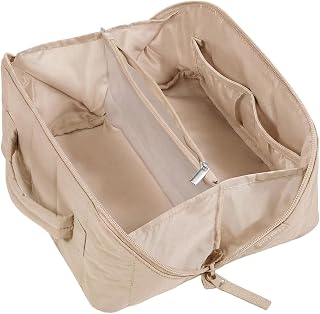 Portable Makeup Pouches, Storage Bag for Women and Men, Khaki | Portable Cosmetic Bag Polyester Toiletries Brushes Bag Ideal for Gym Trip Women Organizers Fashion Accessory