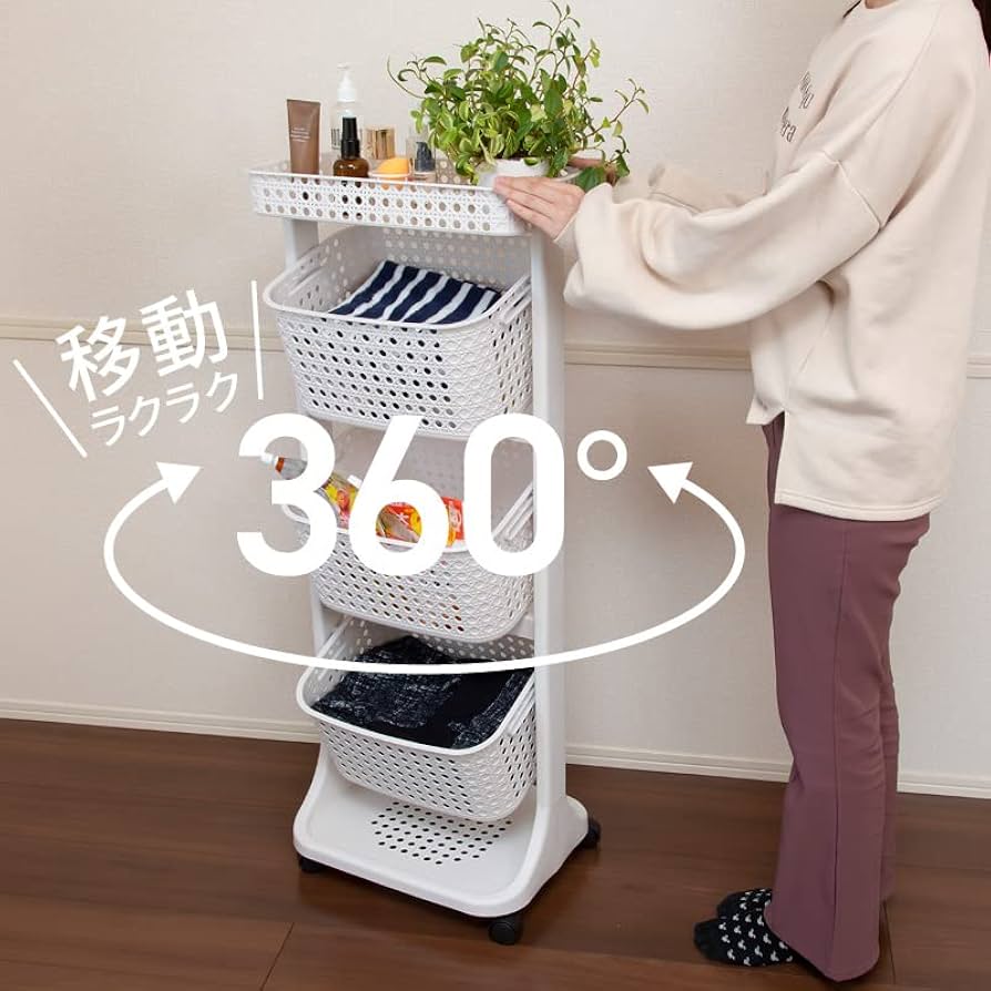 アメリカン 移動簡単 縦長 キャスター付き 大容量 洗濯カゴ 収納 緑