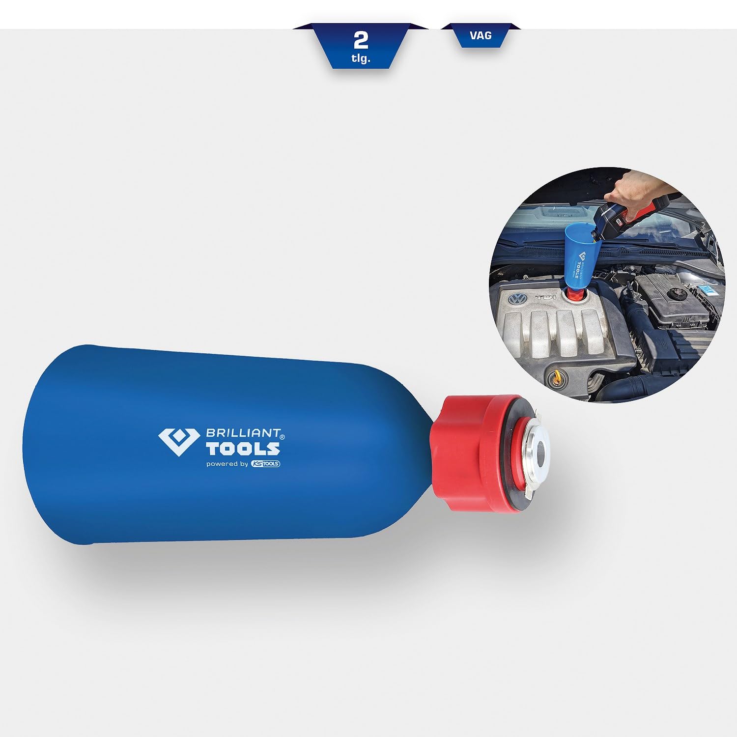 BRILLIANT TOOLS BT711130 Lejek do wlewania oleju z adapterem do VAG, 2 szt [Powered by KS TOOLS]