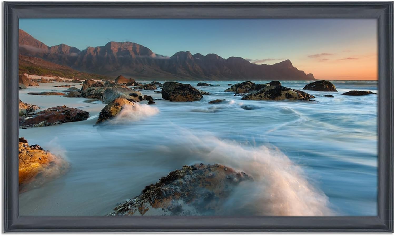 17x30 inch Picture Frame Solid Wood Black,Suitable for Panoramic Photo Frame, Posters,Painting,Group Photo,Puzzle (A23B1730)