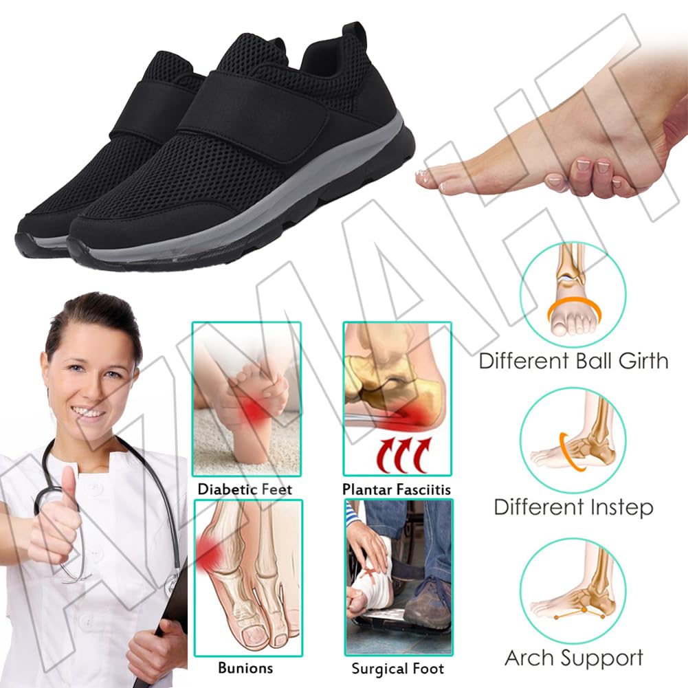 Zapatos ortopédicos Deportivos para Caminar Mujer Ancho Especial Diabéticos Gris 44 270mm