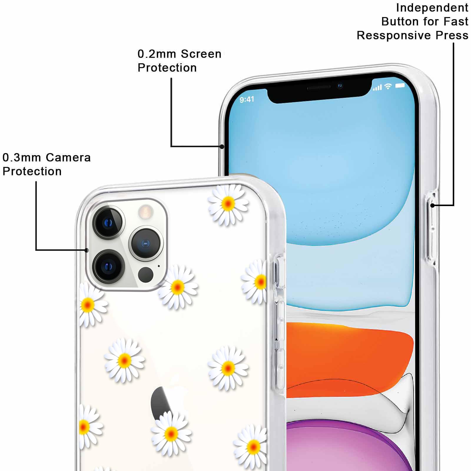 Yoedge 2 × Cover per iPhone 12 Pro Max 6,7" - Custodia Fiori Fiore per Telefono in Trasparente con Aesthetic Motivi Design, Custodie per Cellulare in Silicone per iPhone 12 Pro Max Case Ragazza Donne - Vista 4
