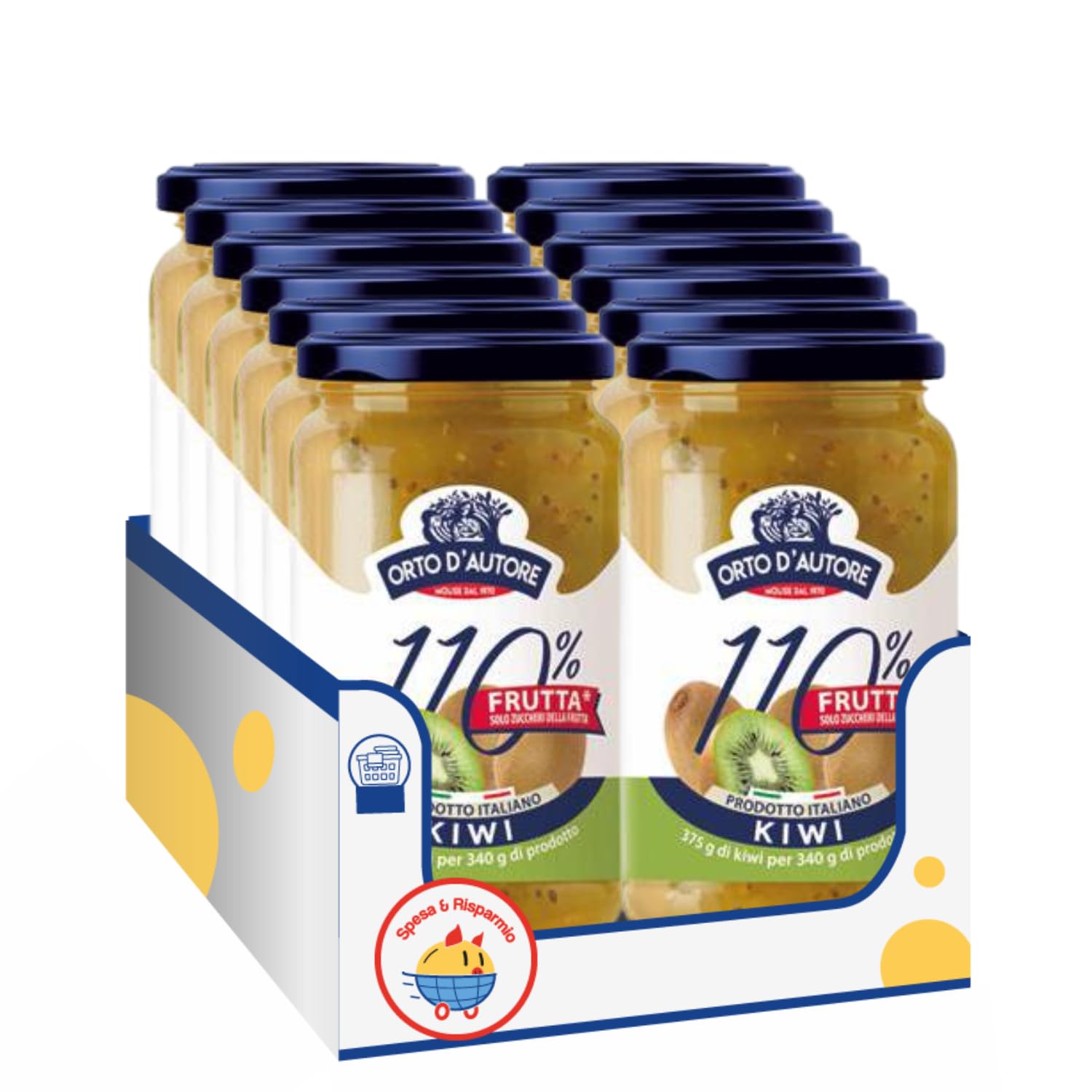 Preparato alla Frutta Kiwi 340g Spalmabile Dolce per Colazione e Dessert Qualità Italiana – Variazioni 4/8/12 Pezzi (8 PEZZI)