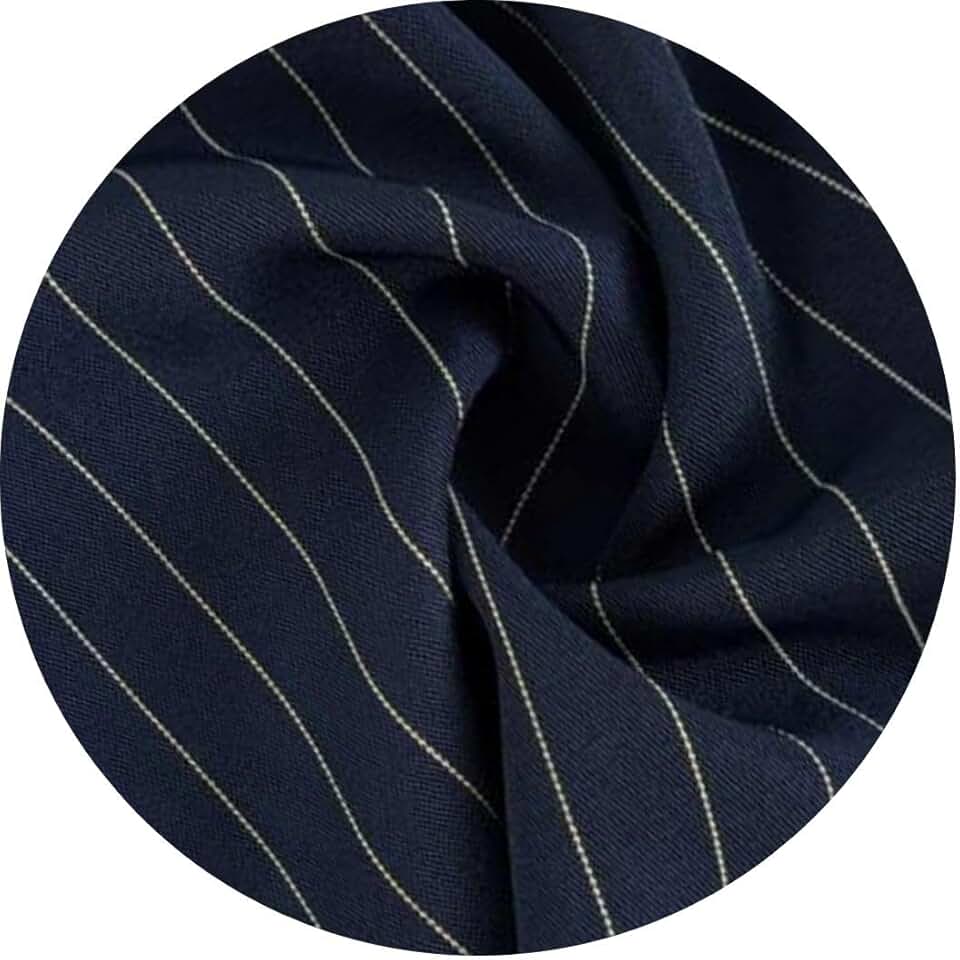1 Metro Tecido Risca de Giz 1,50mts de Largura Two Way Gabardine com Elastano alfaiataria Para Calças, Blazer, terno, saia (Azul Marinho-13)