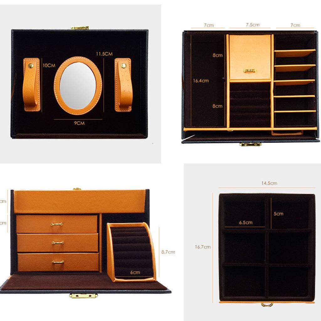 Joyero Joyero de Piel sintética, Organizador de Joyas, Regalo para Mujeres, Negro, para Mujeres, niñas, Anillos, Collares, Pendientes, Pulseras, Organizador