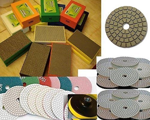 Diamond Hand Polishing Pad 7 Pieces and Diamond Polishing Pads 4 inch Polishing pad 19+1 pieces granite glass marble terrazzo ceramic polishing gloss restorer buffer countertop vanity top polish