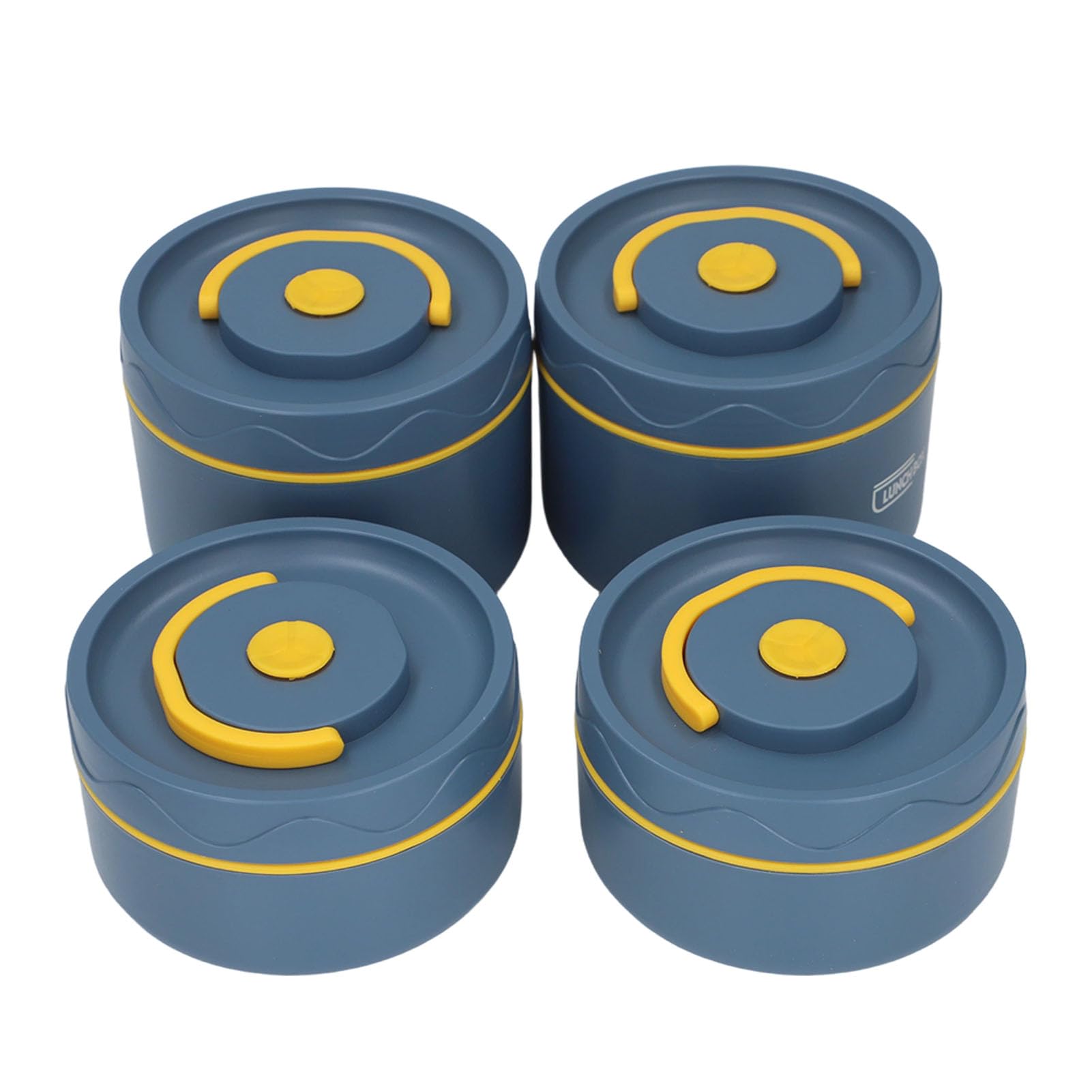 Wakects , Contenedor de Almuerzo Redondo de Acero Inoxidable con Tapa y Bolsa, Resistente a Fugas, Fácil de Limpiar, Gran Capacidad para Comidas Al Aire Libre en la Escuela de Oficina (4 Caja fuerte