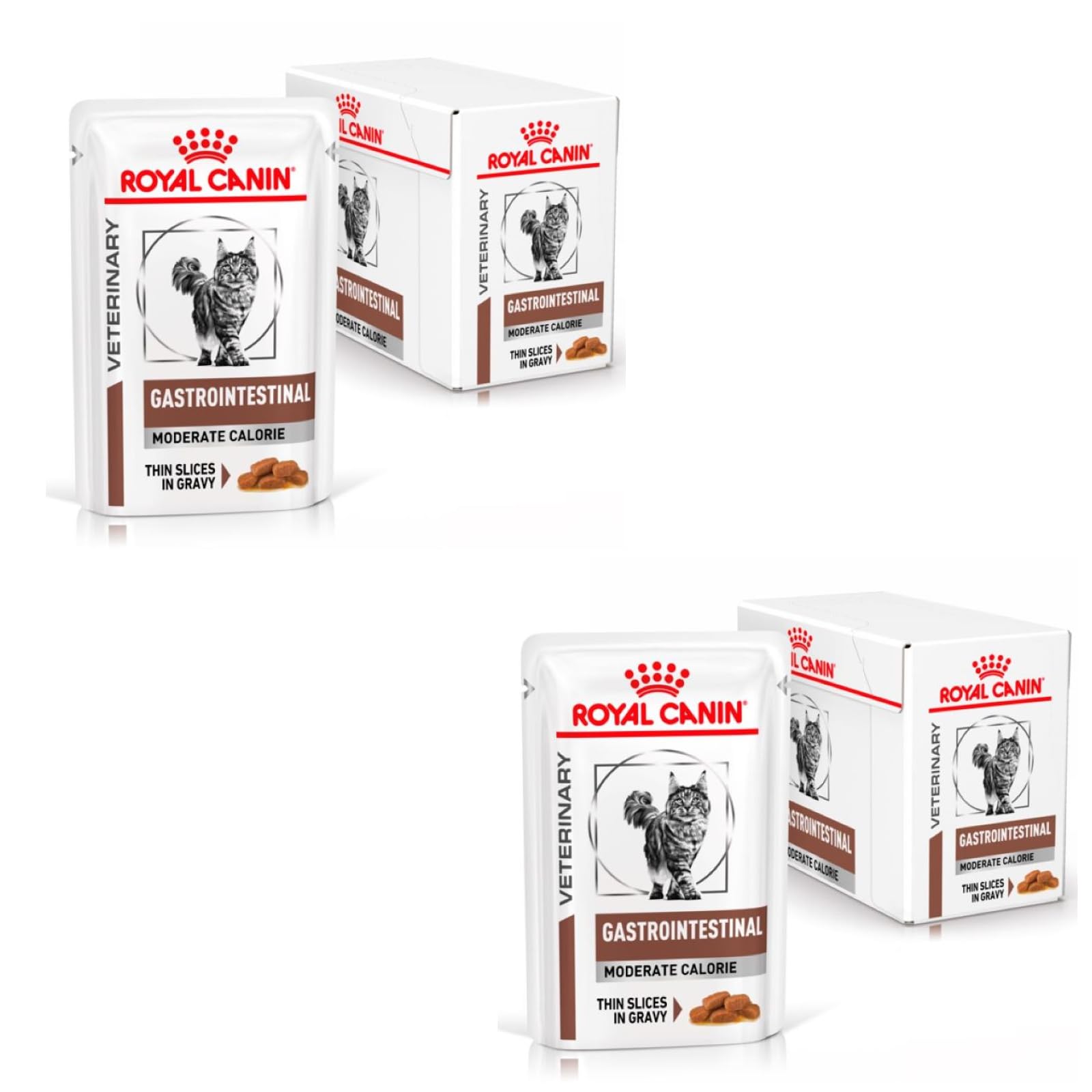 Royal Canin Veterinary Gatrointestinal Moderate Calorie | Doppelpack | 2 x 12 x 85 g | Diät-Alleinfuttermittel für Katzen | Zur Linderung akuter Resorptionsstörungen des Darms
