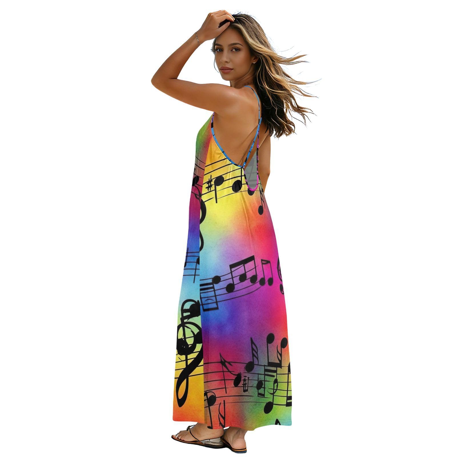 Robe d'été pour femmes bretelles spaghetti légères dos nu fluide - 7