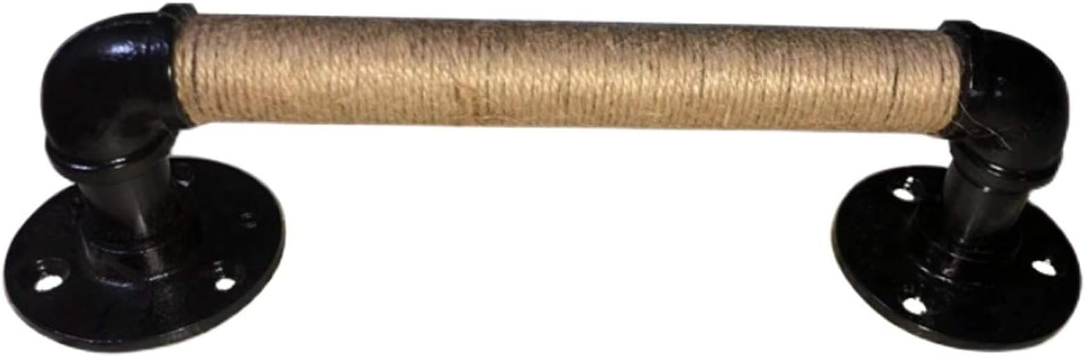 Industrial Pipe Iron Door Pull Handle Barn Door Garden Gate Shed Pulls Handles Antique Rustic Cast Iron Handrail for House Doors,Wooden Doors,Balcony Doors(Length:38cm)