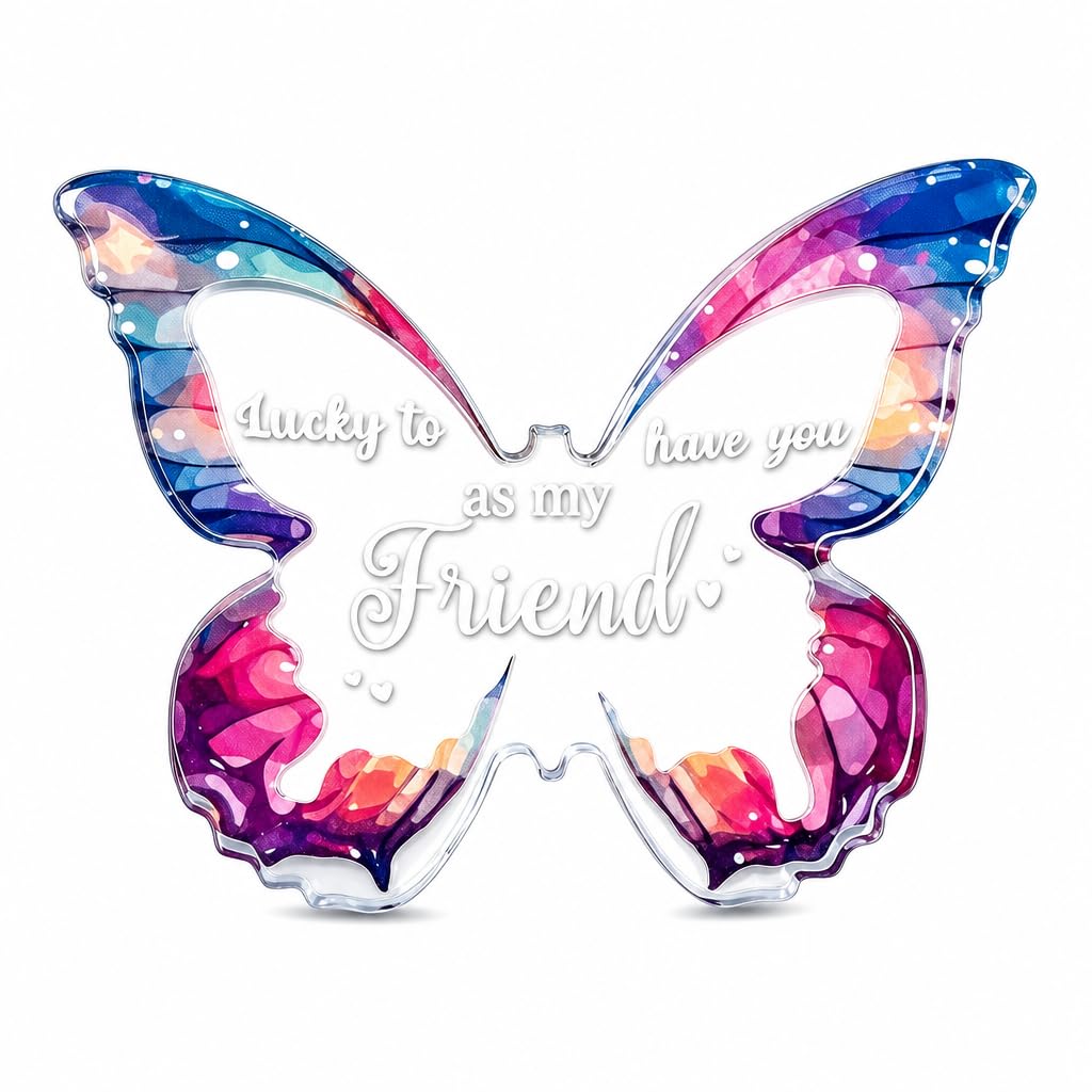 SOLVIO Friendship Gifts for Women, Butterfly Acrylic Plaque, Personalised Gifts for Friends Sister, Birthday Keepsake Presents