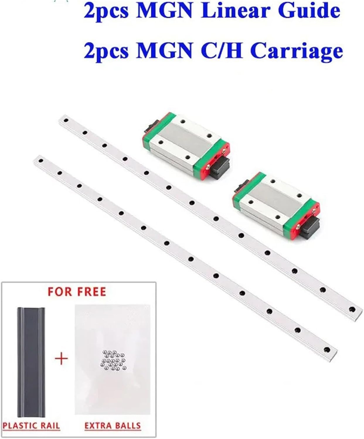 2Pcs MGN9 L From100mm to 1000mm Miniature Linear Rail Slide +2Pcs MGN Linear Guide MGN Carriage(MGN9H,900mm)